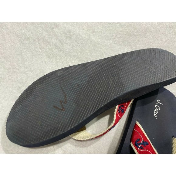 J Crew navy flip flops sandals anchors embroidered - Picture 3 of 3